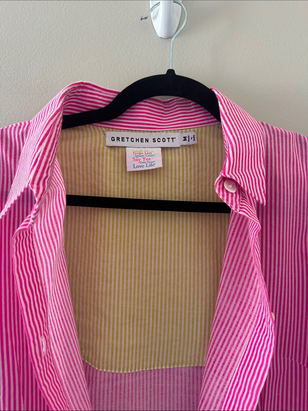 Gretchen Scott Designs Pink Striped Priss Button-Down Shirt Sz Medium Preppy - Picture 6 of 8